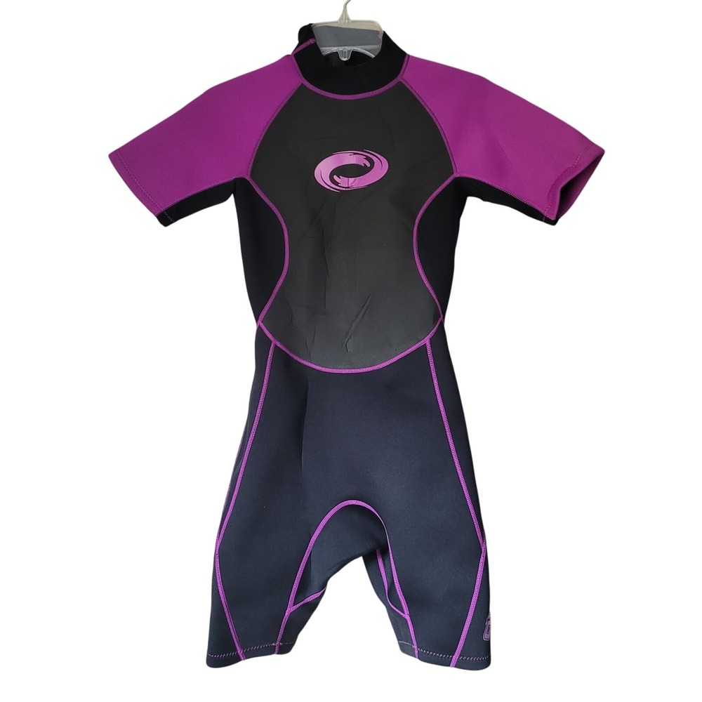 O'Rageous Youth Girls Large Wetsuit Shorty Spring Suit - Black/Purple - Size L